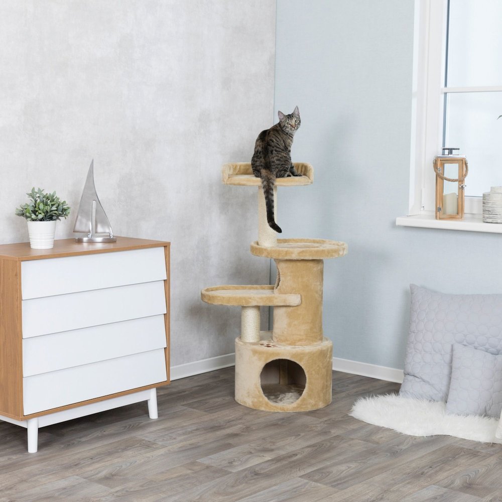 Oviedo Plush 3-Level 41" Cat Tree with Sisal Scratching Posts, Condo & Tunnel