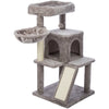 Pepito Plush & Sisal 2-Level 39.4" Cat Tree with Scratching Posts & Condo, Gray