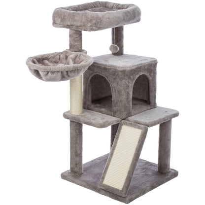 Pepito Plush & Sisal 2-Level 39.4" Cat Tree with Scratching Posts & Condo, Gray
