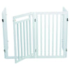 4-Panel Foldable Wood Freestanding Pet Gate, Walk Thru Door, Expands to 80"
