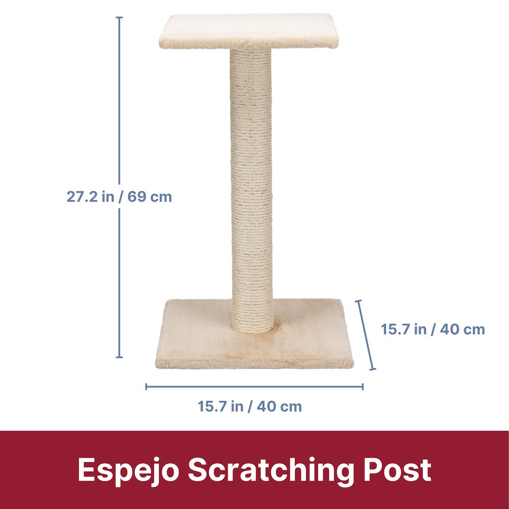 Espejo 27" Sisal Cat Scratching Post with Plush Platform, Beige