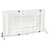 Expandable Wooden Freestanding Pet Gate with Pet Door, Expands to 71" Wide