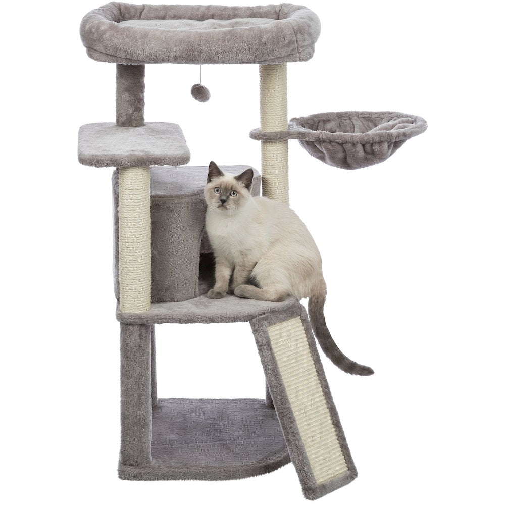 Adriana Plush & Sisal 3-Level 41.7" Cat Tree with Scratching Posts & Condo, Gray