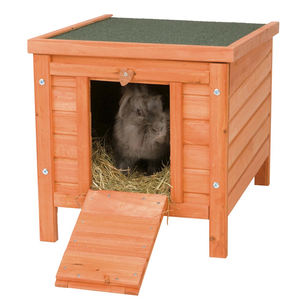 Outdoor Wooden Small Animal Home with Hinged Roof, Raised Floor for Rabbits