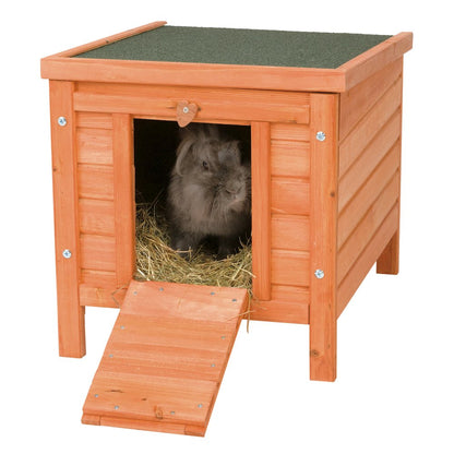 Outdoor Wooden Small Animal Home with Hinged Roof, Raised Floor for Rabbits