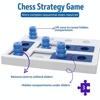 Dog Activity Chess Strategy Game, Level 3, Advanced Dog Puzzle Toy