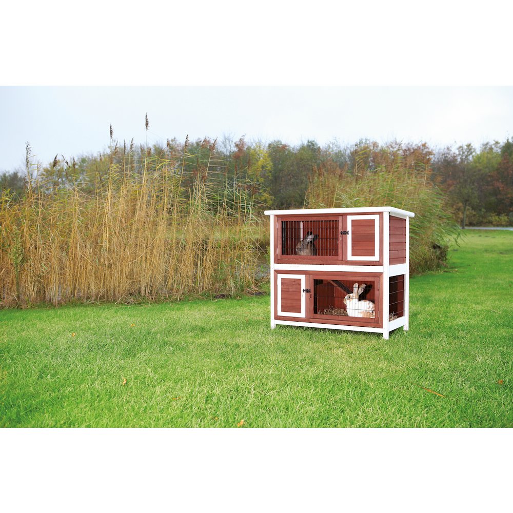 Natura Double Weatherproof Outdoor 2-Story Wooden Small Animal Hutch
