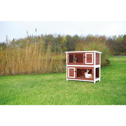 Natura Double Weatherproof Outdoor 2-Story Wooden Small Animal Hutch