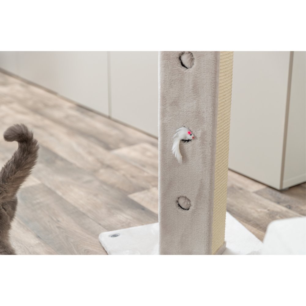 Soria Plush & Sisal 31.5" Square Scratching Posts, Cat Toys for Hunting, Greige