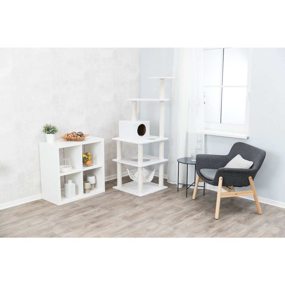 Abby Plush 4-Level 63.5" Cat Tree with Sisal Scratching Posts Condo & Cat Toy