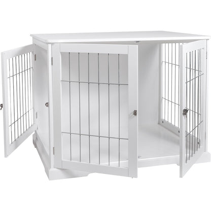 32.7" Dog Crate, Wooden Indoor Kennel Furniture for Medium Dogs Up to 50 lb