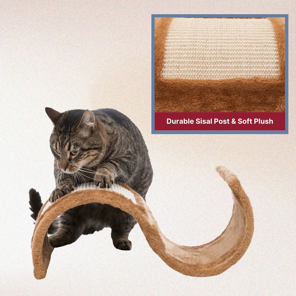 Wavy Cat Scratching Surface, Plush & Sisal-Covered, Brown