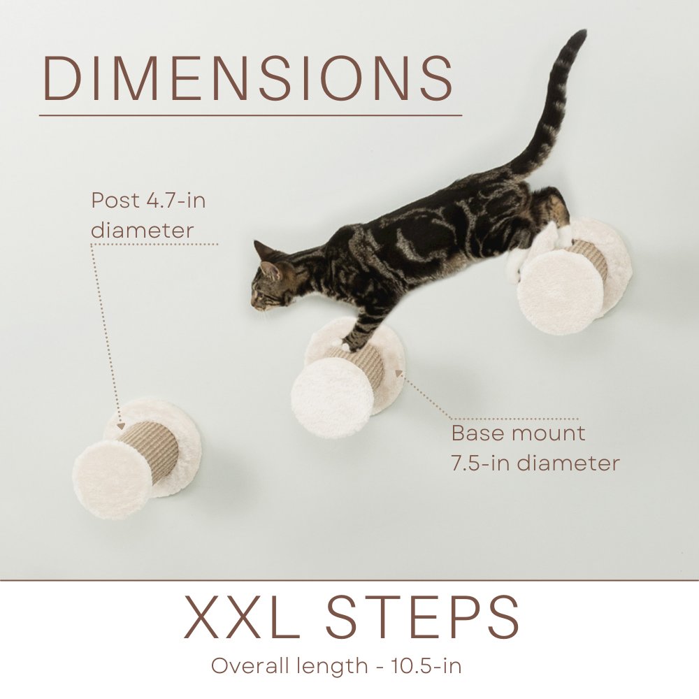 XXL Multi-Level Wall Mounted Cat Perch-Step, 3 Piece Set, Light Gray-Greige