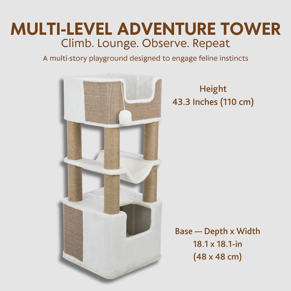 Lucano Xxl 43.3" Multi-Level Cat Tree with Sisal Scratching Posts
