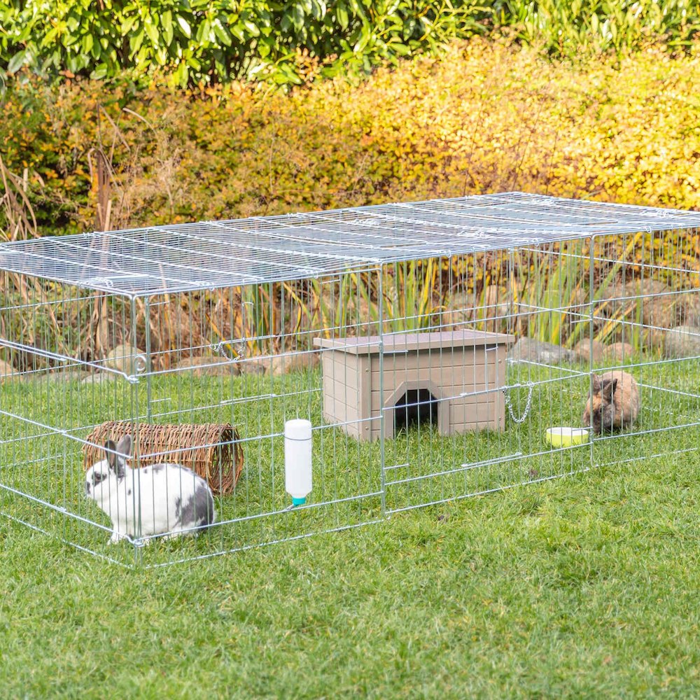 Enclosed Outdoor 55 cu. Ft. Galvanized Metal Small Animal Cage with 5 Doors