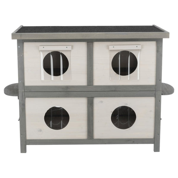 natura 2-Story Weatherproof Elevated Outdoor Cat Shelter with Balcony, Gray