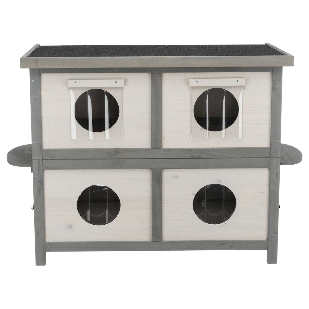 natura 2-Story Weatherproof Elevated Outdoor Cat Shelter with Balcony, Gray