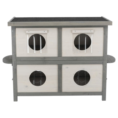 natura 2-Story Weatherproof Elevated Outdoor Cat Shelter with Balcony, Gray