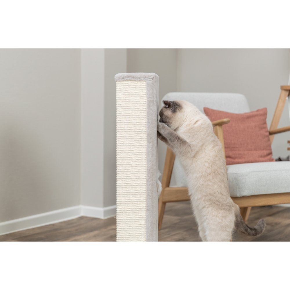 Soria Plush & Sisal 31.5" Square Scratching Posts, Cat Toys for Hunting, Greige