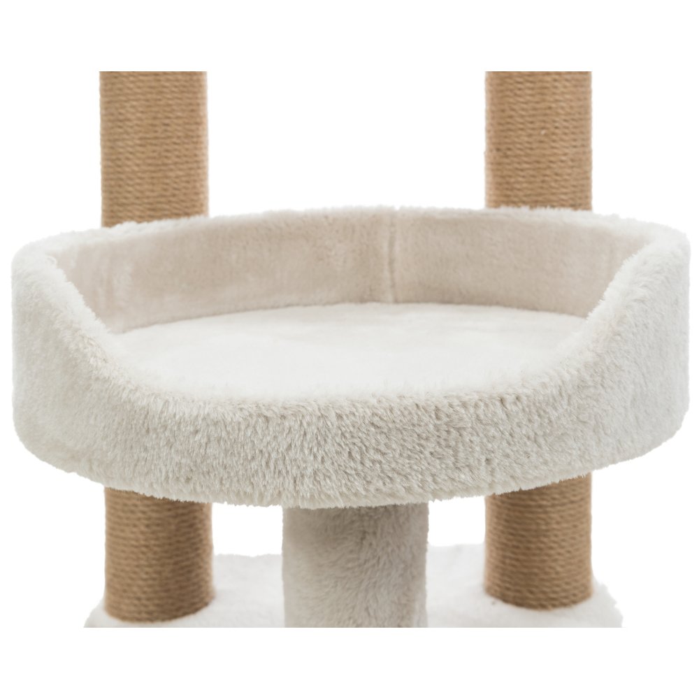 Isaba Plush 2-Level 24.4" Cat Tree with Sisal Scratching Posts, 2 Perch, Greige