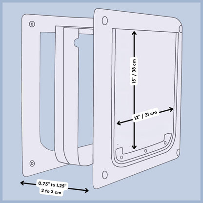 2-Way Pet Door for Doors with Lockable Panel, For Medium to Large Dogs