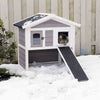 natura Elevated Weatherproof & Insulated Outdoor Cat House with Door Flaps, Gray
