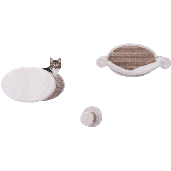Liam Multi-Level Wall Mounted Cat Perch-Lounge Set, Brown
