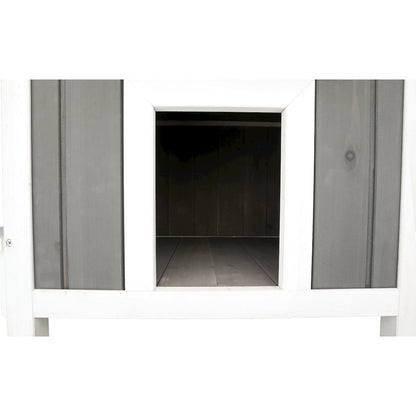 Wooden Outdoor or Indoor Cat House with Shaded Balcony for Small Cats, Gray