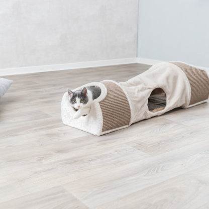 Sisal & Plush 1-Level 11.8" Cat Condos with Scratching Surface, Tunnel & Cat Toy