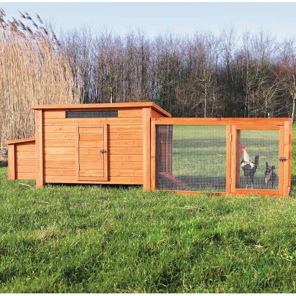 Weatherproof Outdoor Wood & Wire Chicken Run Extension for Chicken Coops, Brown