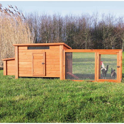 Weatherproof Outdoor Wood & Wire Chicken Run Extension for Chicken Coops, Brown