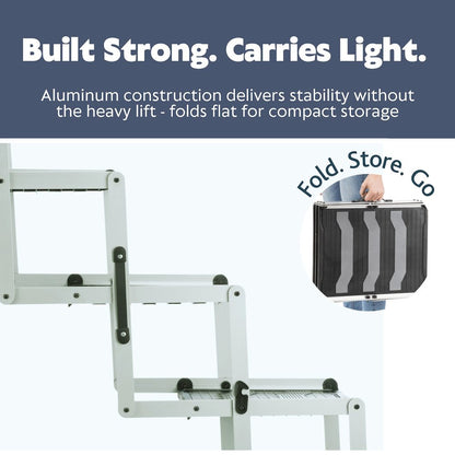 Heavy Duty Foldable 3 Step Pet Stairs, Lightweight Aluminum, Portable Pet Steps