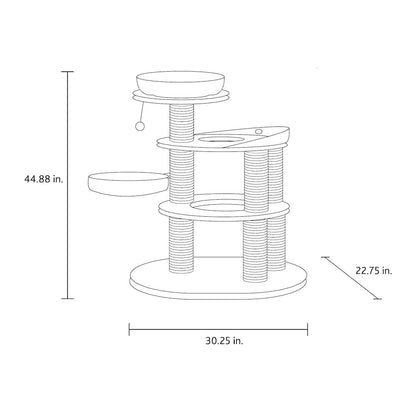 Filippo 4-Level 45" Cat Tree, Sisal Scratching Post, Plush Condo-Hammock
