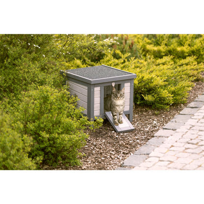 22" x 17.9" Insulated Small Cat Shelter for Cold Seasons, Elevate Cat Home, Gray