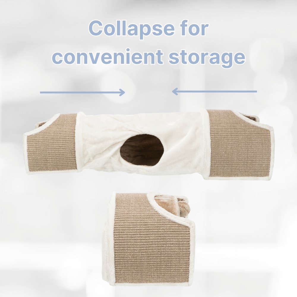 Sisal & Plush 1-Level 11.8" Cat Condos with Scratching Surface, Tunnel & Cat Toy