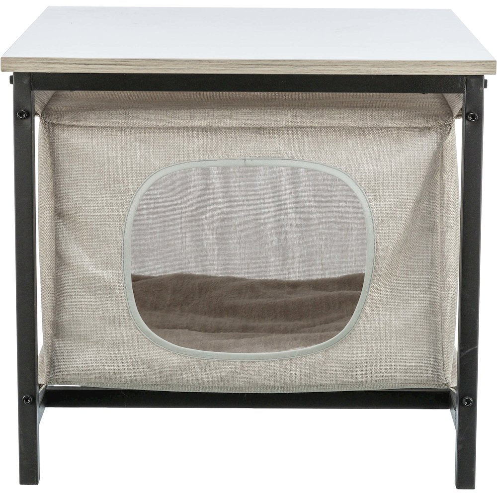 Emmie Indoor Cat Condo, Cat Bed Side Table, Cat Hideaway Cave with Cozy Cushion
