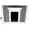Wooden Outdoor or Indoor Cat House with Shaded Balcony for Small Cats, Gray