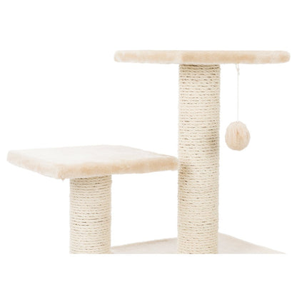 Valencia Plush & Sisal 3-Level 28" Cat Tree with Scratching Posts & Condo, Beige