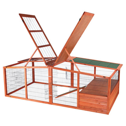 Weatherproof Outdoor X-Large Wooden Small Animal Cage and Run with Hinged Roof