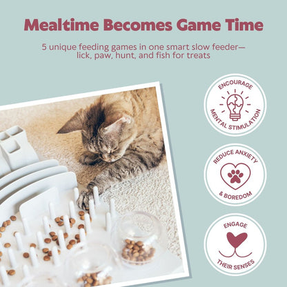 Fun Board Strategy Game for Cats, Puzzle Toy, Treat Dispenser, Interactive Play