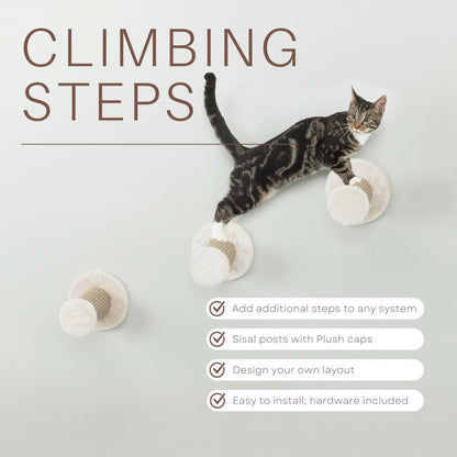 Multi-Level Wall Mounted Cat Perch-Step, 3 Piece Set, Gray-White