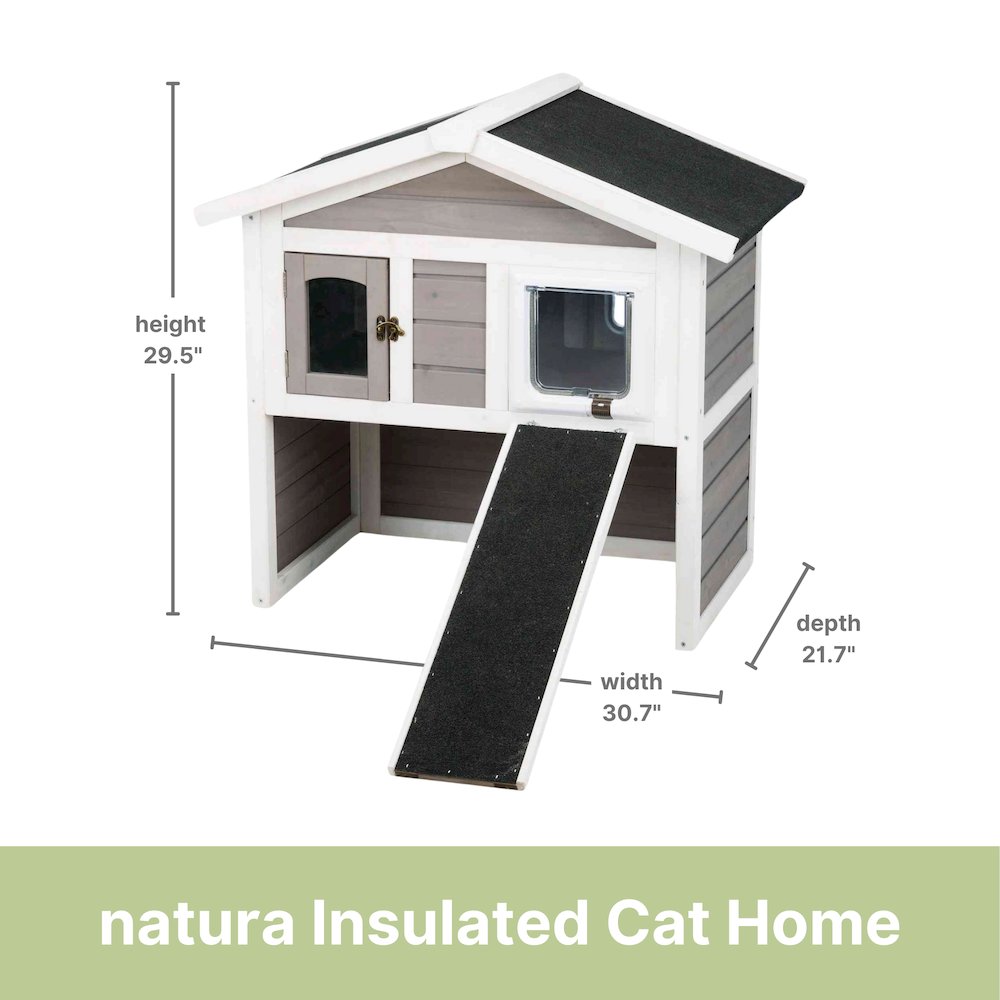natura Elevated Weatherproof & Insulated Outdoor Cat House with Door Flaps, Gray