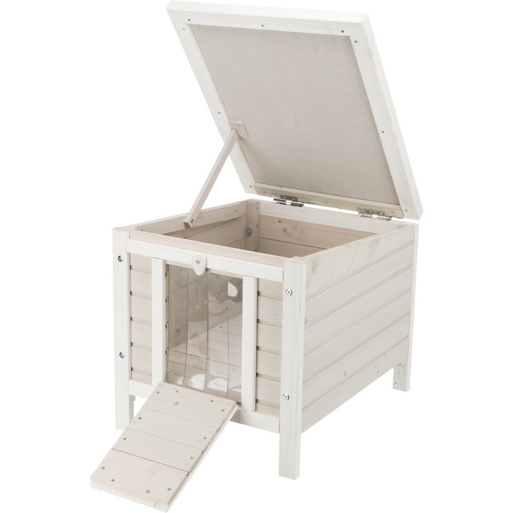 natura 1-Story Weatherproof Small Outdoor Cat House with Hinged Roof, Gray