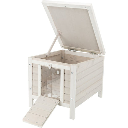natura 1-Story Weatherproof Small Outdoor Cat House with Hinged Roof, Gray