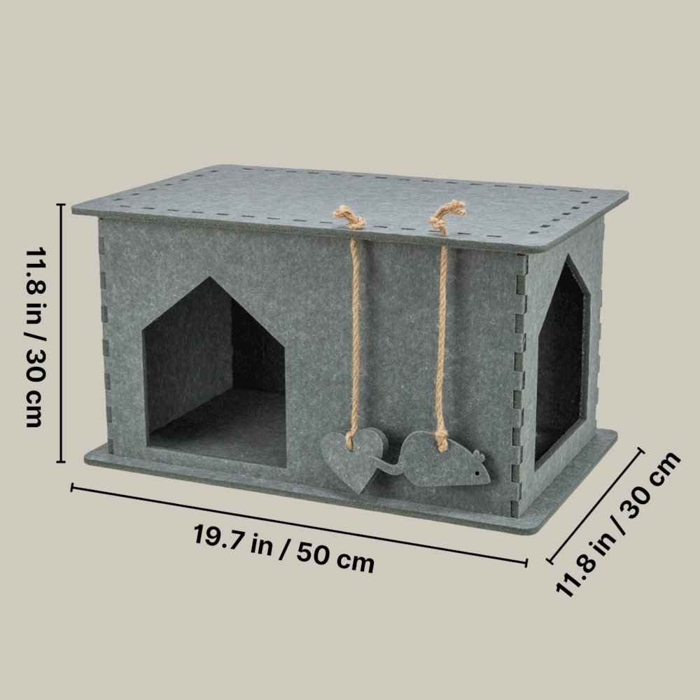 Lene Felt Indoor Cat Condo, Small Cat Hideaway - Cat Toy, Jute Scratching Pads