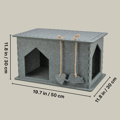 Lene Felt Indoor Cat Condo, Small Cat Hideaway - Cat Toy, Jute Scratching Pads