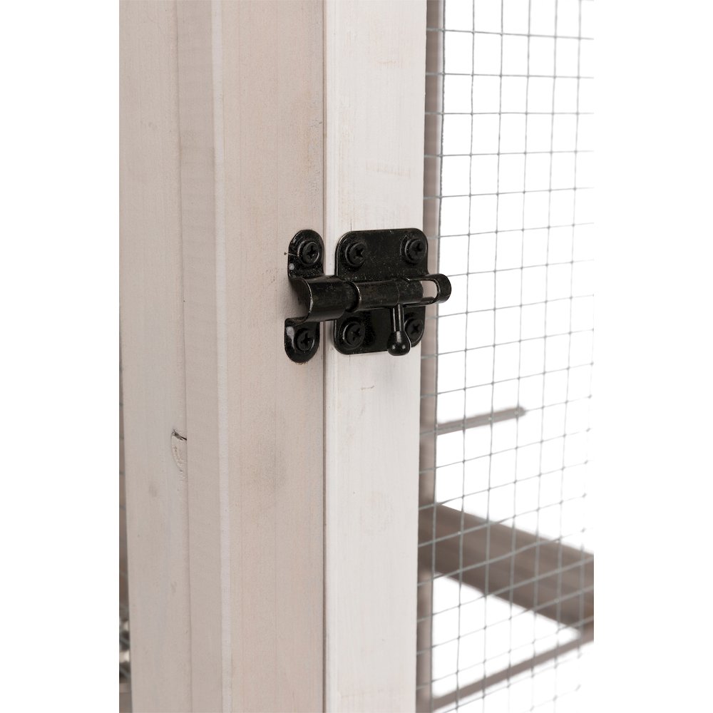 Large 66.5" Indoor-Outdoor Wooden Birdcage with 3 Front Doors & 2 Perches, Gray