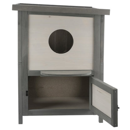 natura 2-Story Weatherproof Elevated Outdoor Cat Shelter with Balcony, Gray