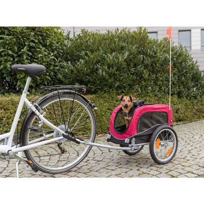 Foldable Bicycle Trailer for Small Dogs with Windows & Large Door, Black & Red
