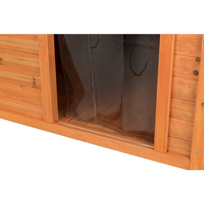 Classic Insulated Weatherproof Wooden Small Outdoor Dog House w-Hinged Roof